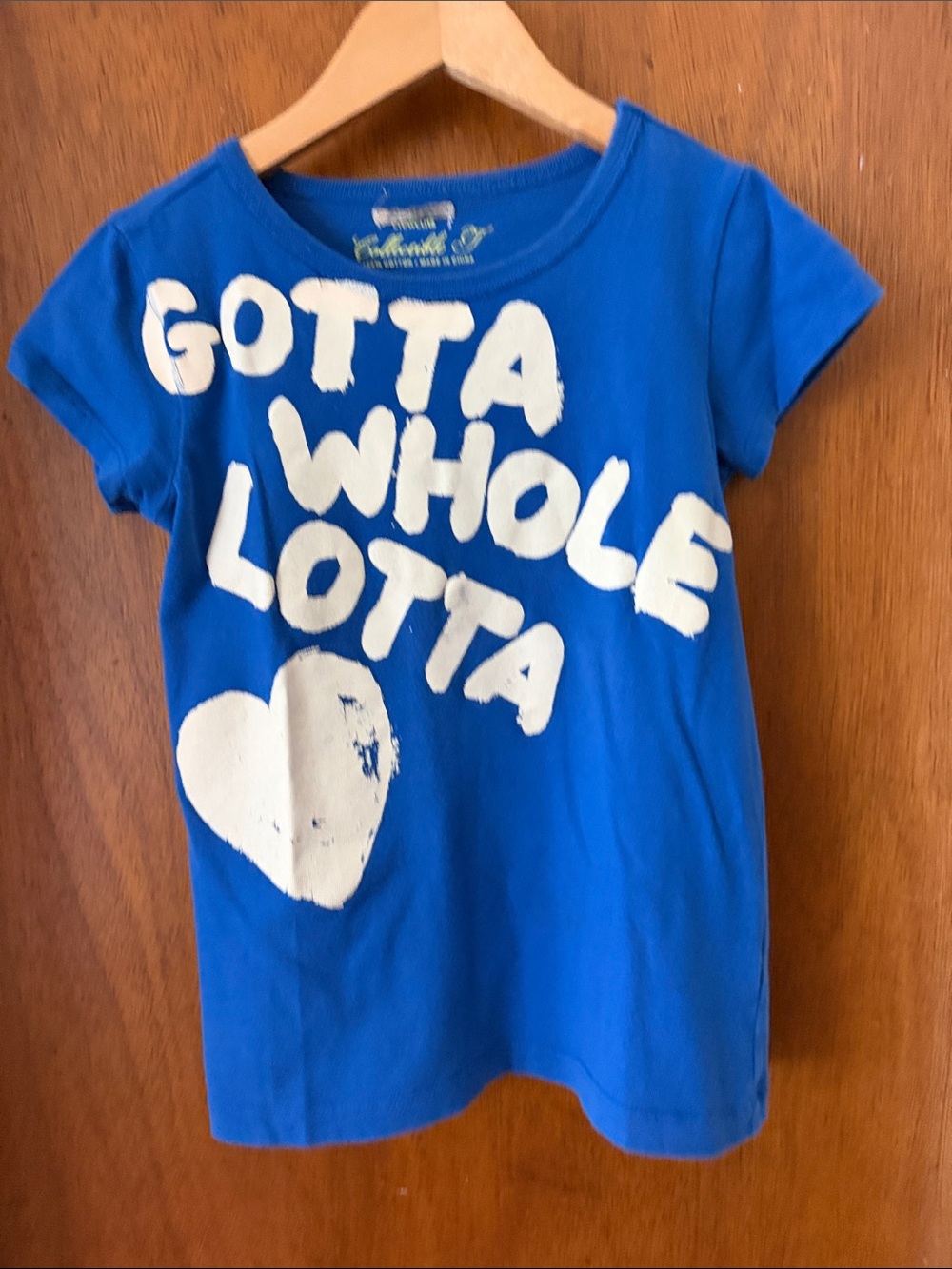 Kids Blue Graphic Tee with White Heart Print